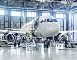 airplane in hangar